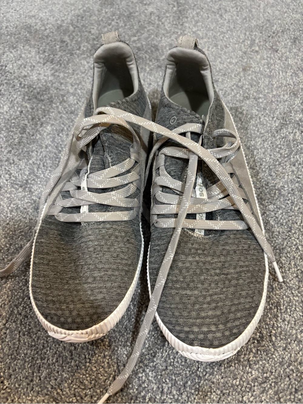 SOREL Womens Dove Grey Suede Leather White Out N About Plus Waterproof Sneakers